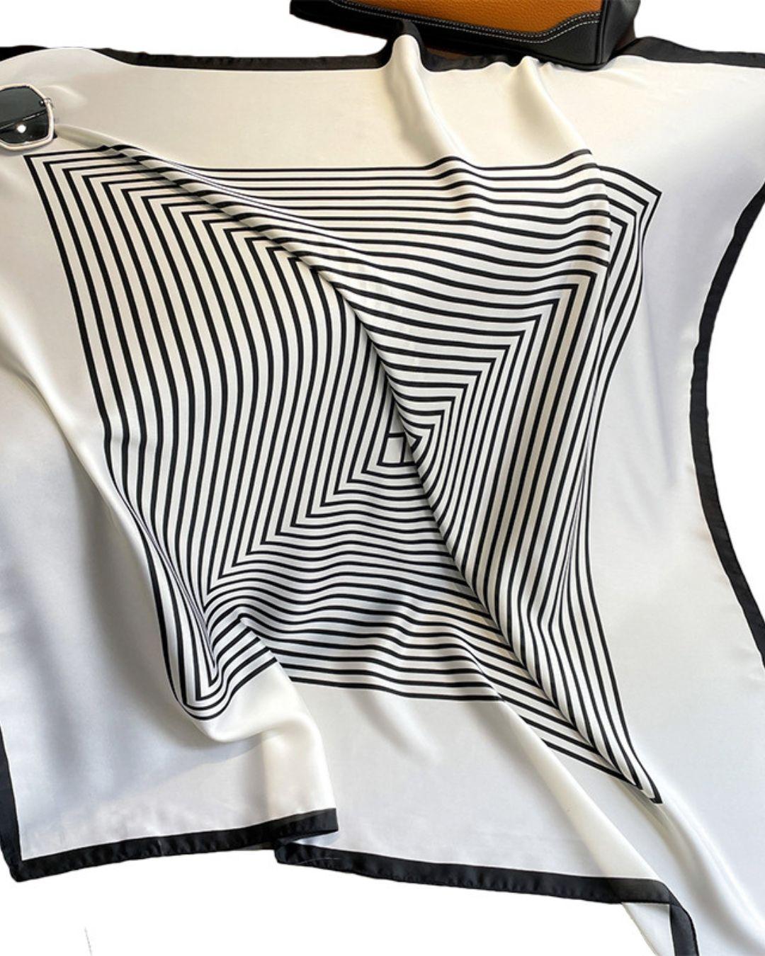 Black & White Striped Silk Scarf
