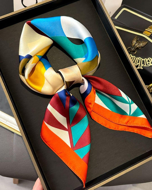 Flora Patterned Satin Silk Scarf