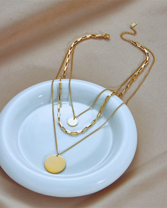 Kiera Layered Necklace with Round Pendants