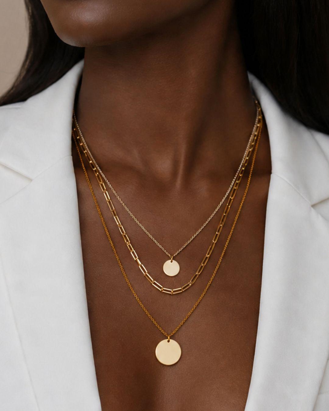 Kiera Layered Necklace with Round Pendants
