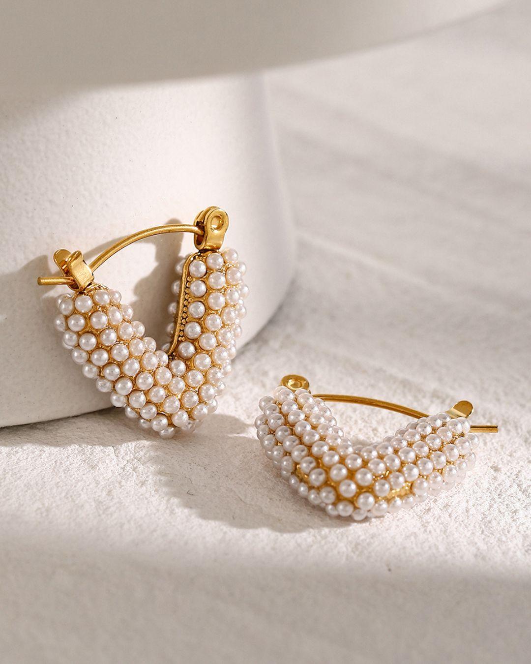 Pearl Studded Heart Earrings