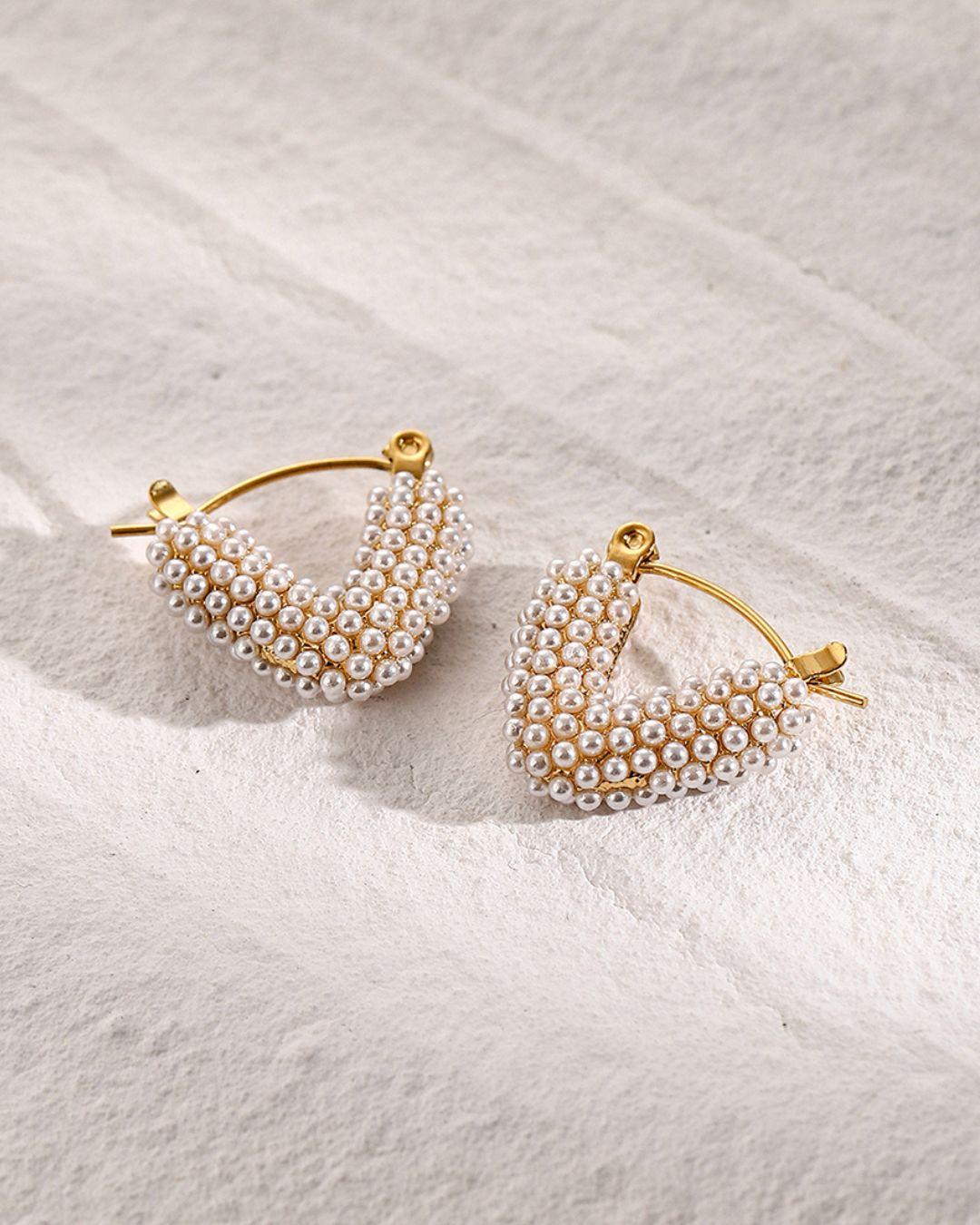 Pearl Studded Heart Earrings