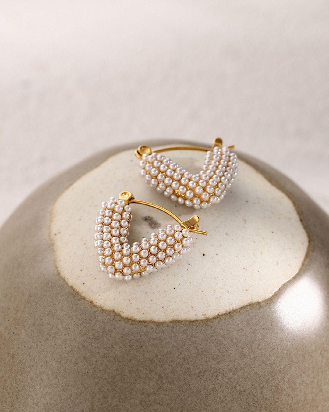 Pearl Studded Heart Earrings
